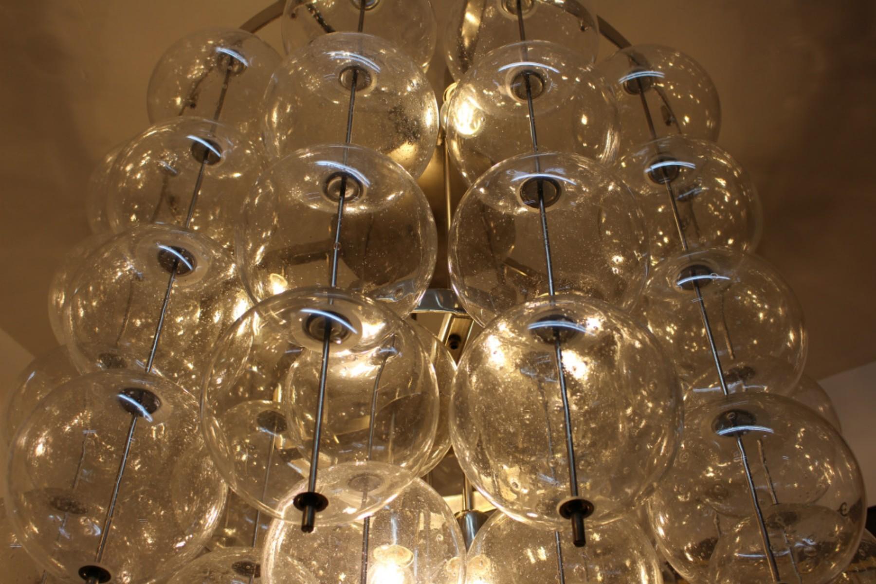 Big Mid-Century Modern Ceiling Light, Hand Blown Glass, Czech, 1960s For Sale 2