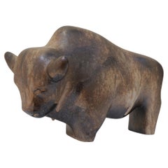 big ceramic buffalo by Kurt Tschorner for Ruscha - 1970s Germany