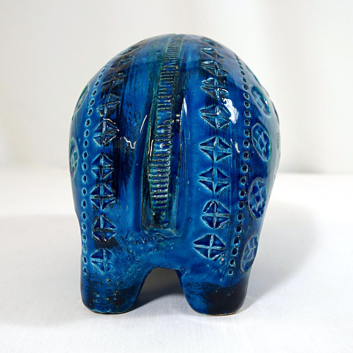Mid-Century Modern Big Ceramic Elephant from the Rimini Blu Series by Aldo Londi for Bitossi