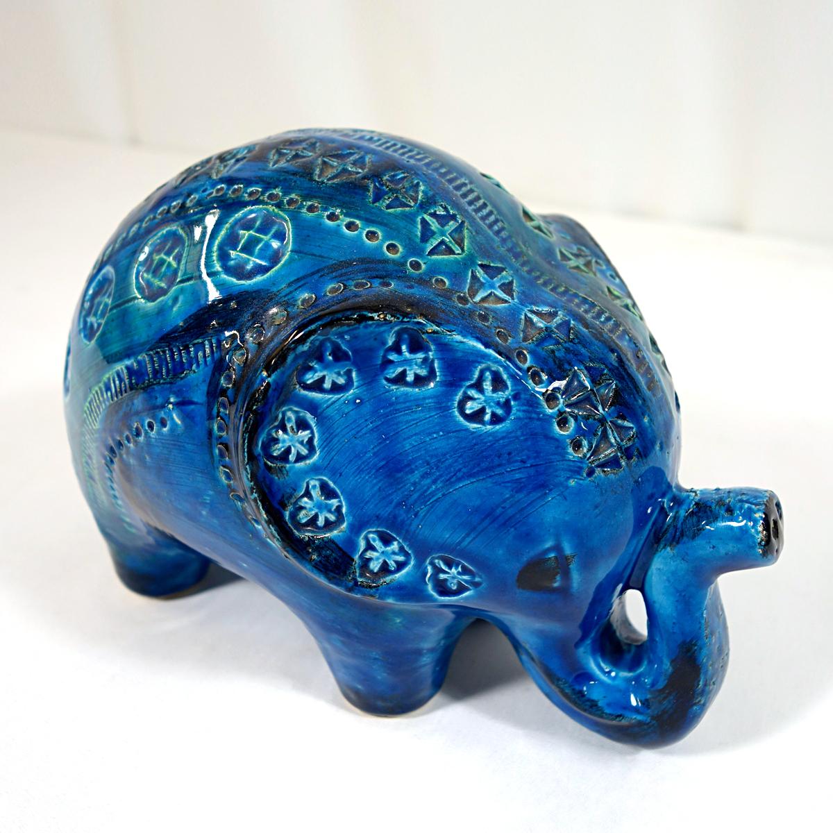 Big Ceramic Elephant from the Rimini Blu Series by Aldo Londi for Bitossi In Good Condition In Doornspijk, NL
