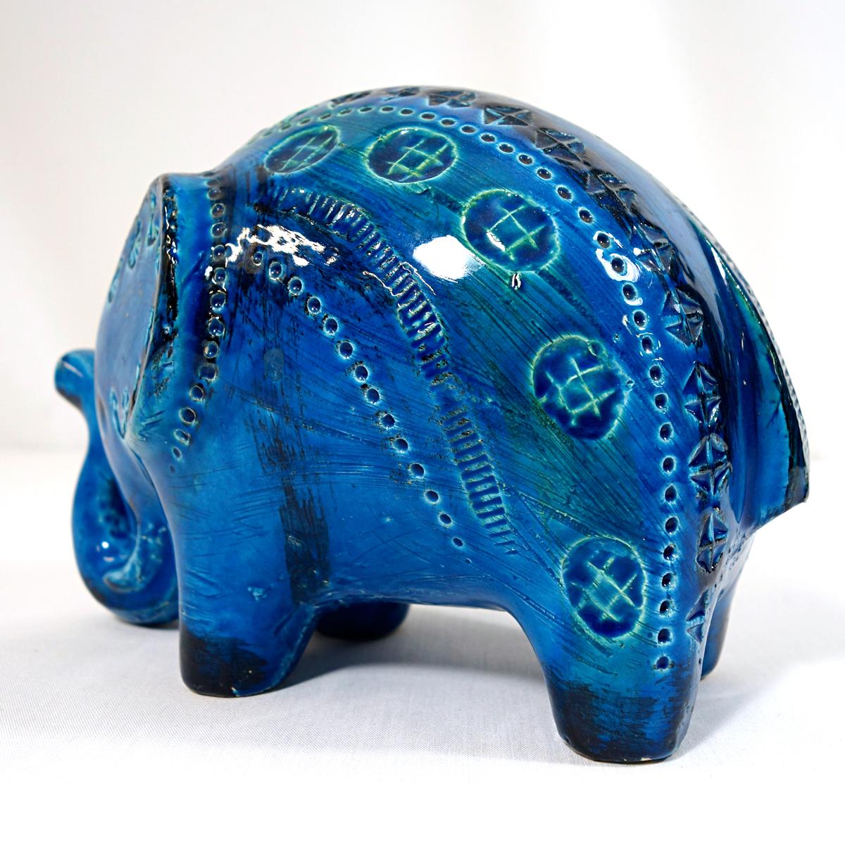 20th Century Big Ceramic Elephant from the Rimini Blu Series by Aldo Londi for Bitossi