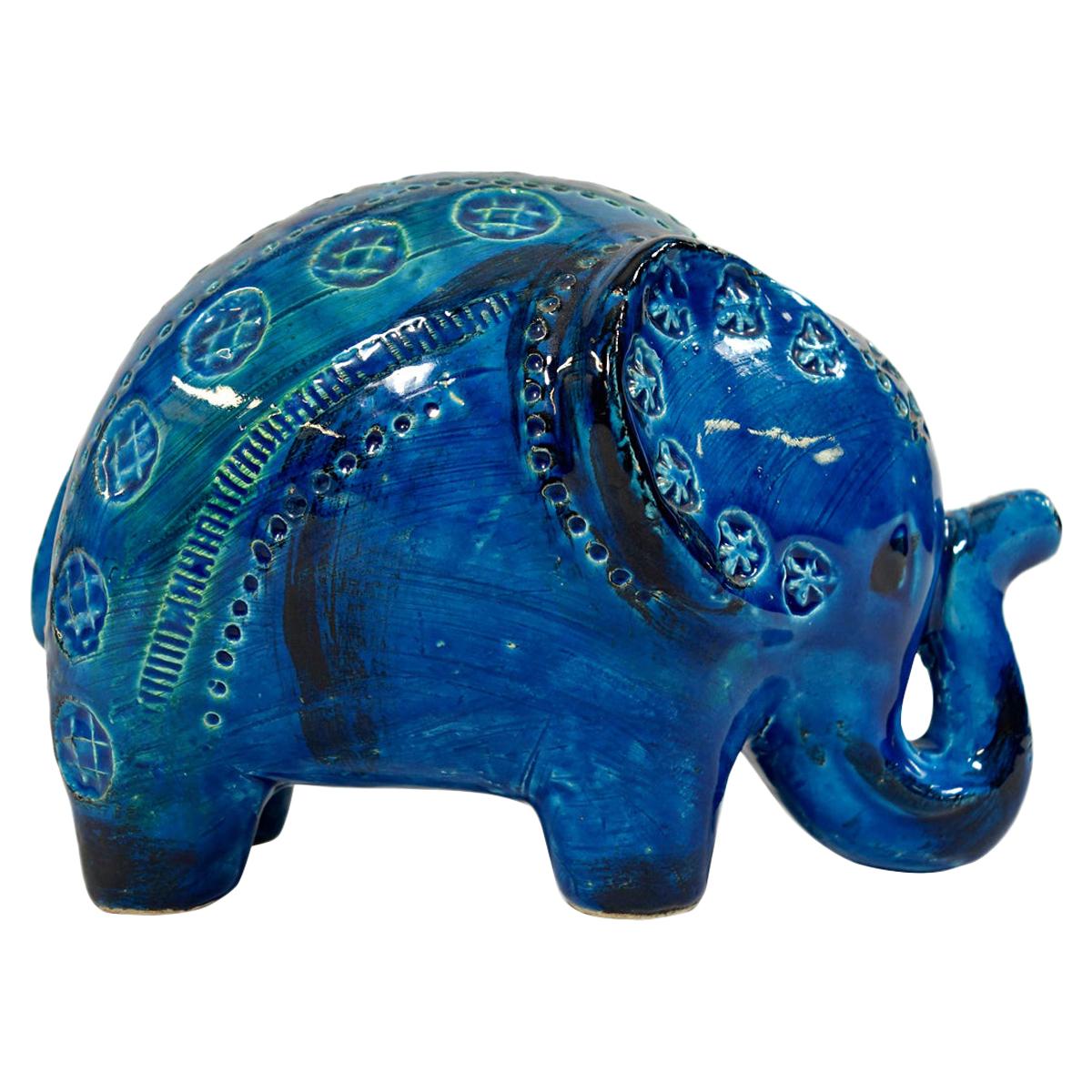 Big Ceramic Elephant from the Rimini Blu Series by Aldo Londi for Bitossi