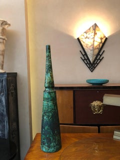 Mid-Century Modern Floor Lamp, Green Ceramic, Italy, 1940