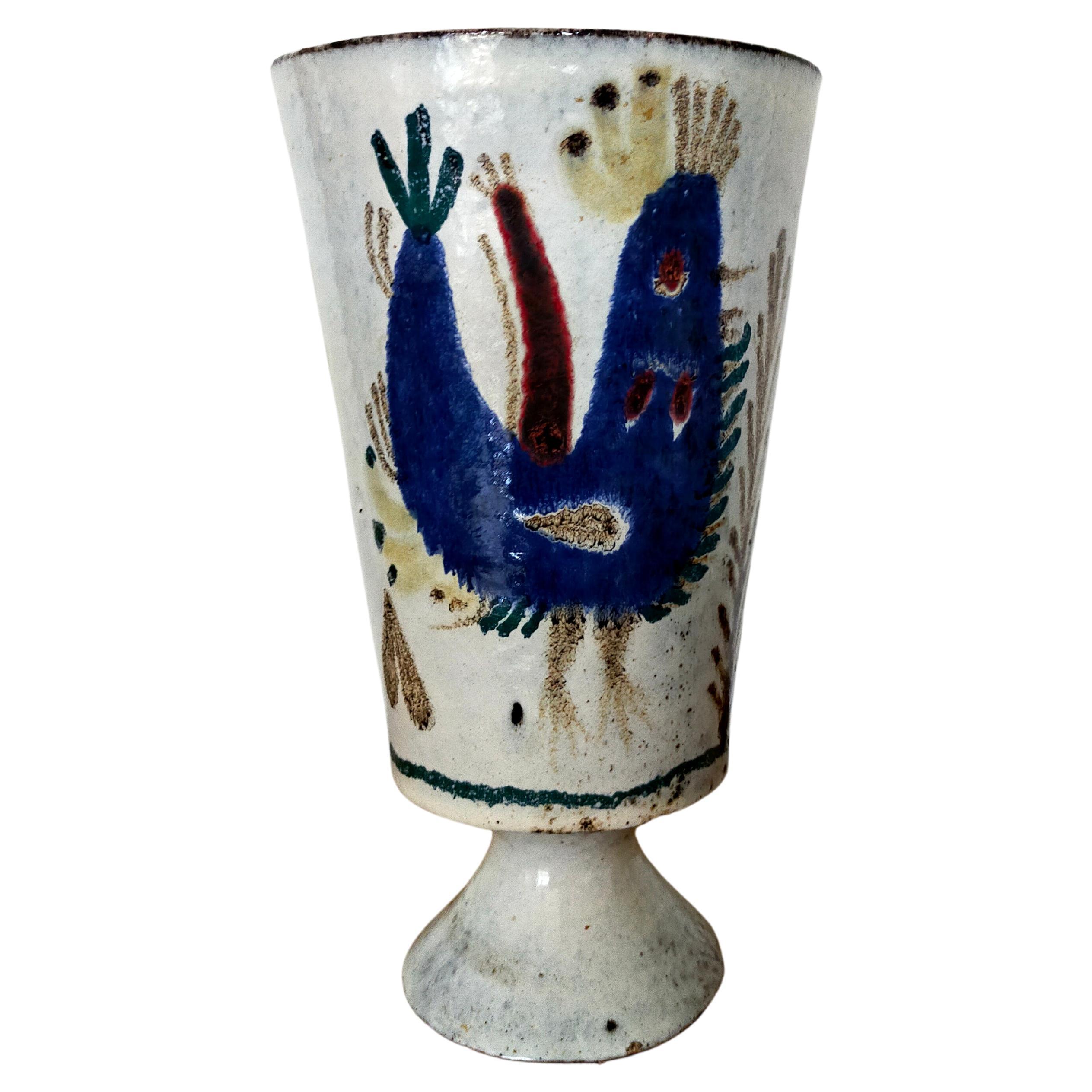 Big Ceramic Pedestal Vase by Gustave Reynaud Le Murier For Sale