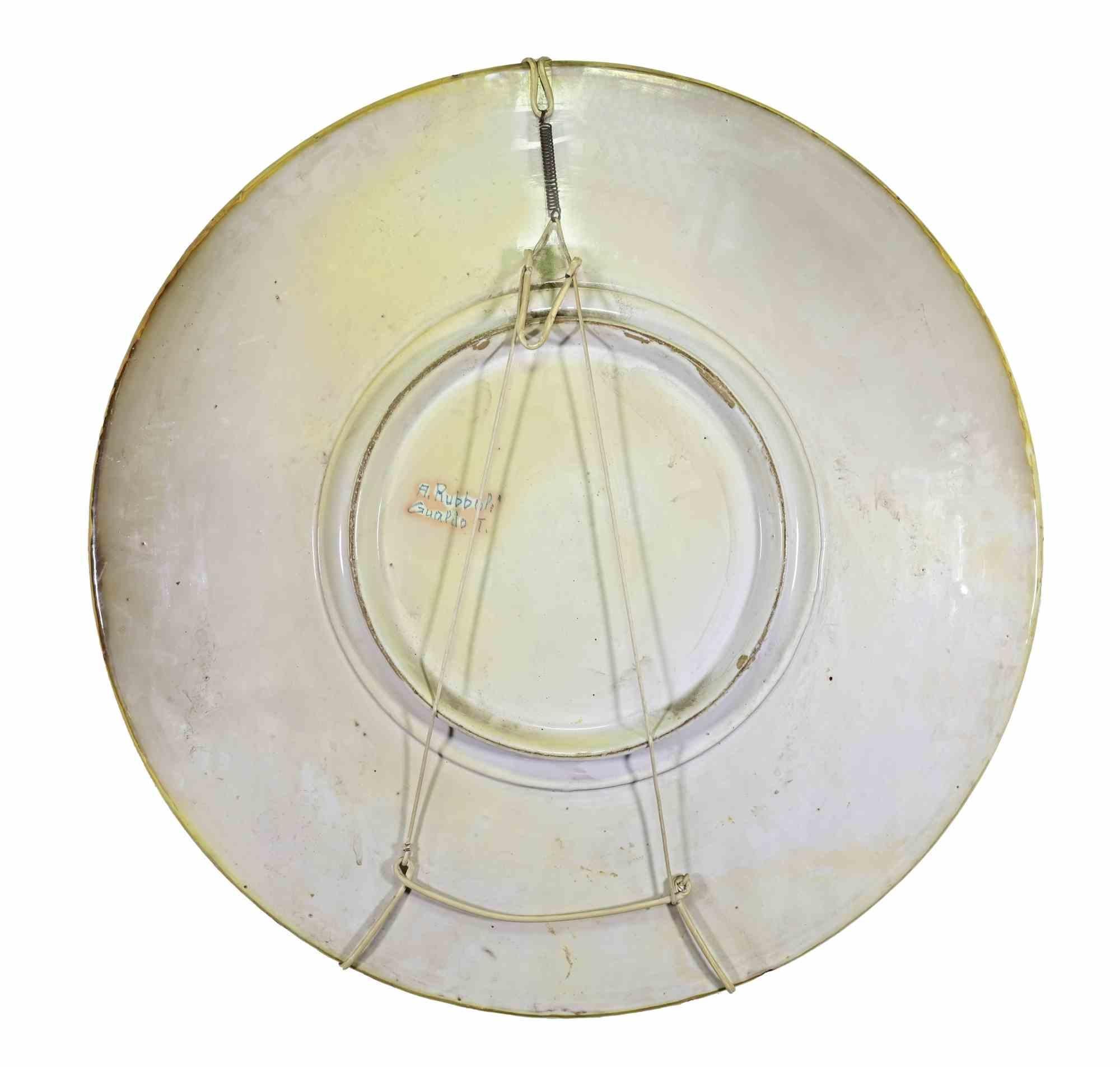 italien Grande assiette en céramique d'Alberto Rubboli, années 1950 en vente