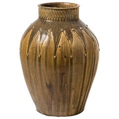 Big Ceramic Vase with Geometrical Decoration by Lucien Arnaud, circa 1900-1920