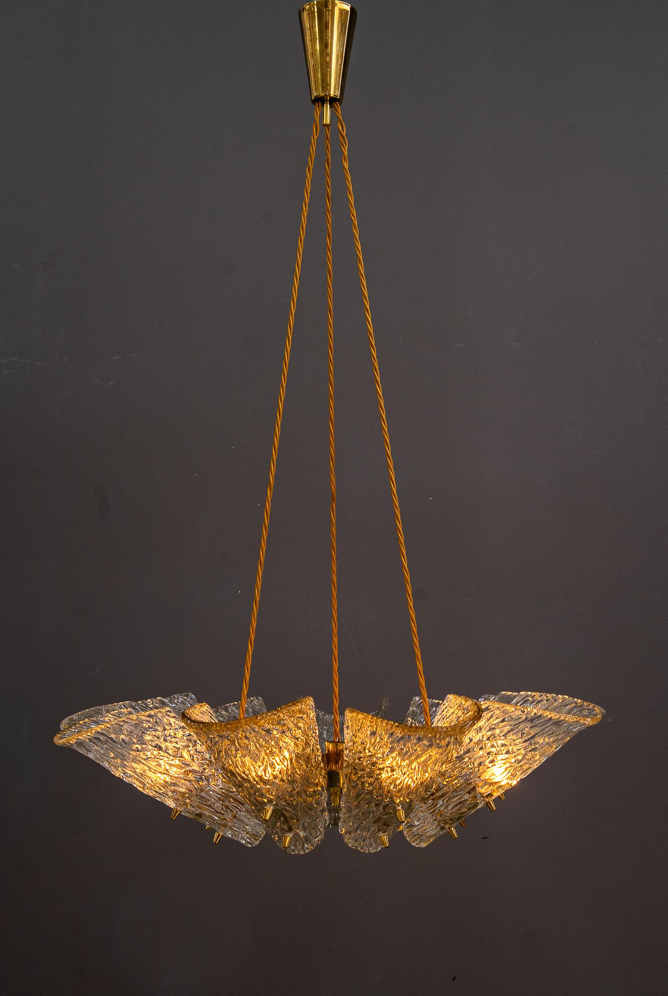 Big chandelier by J.T. Kalmar with structure glass around 1950s For Sale 5