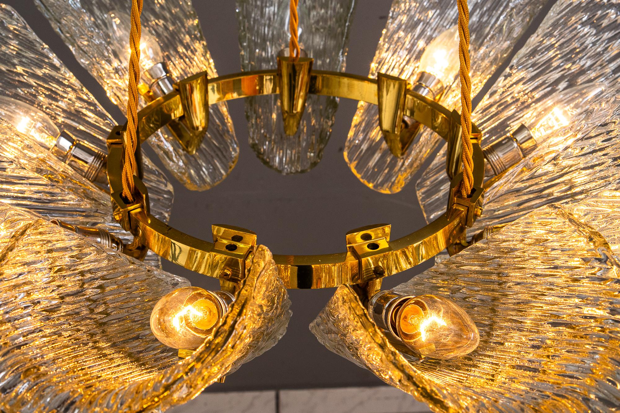Big chandelier by J.T. Kalmar with structure glass around 1950s For Sale 6