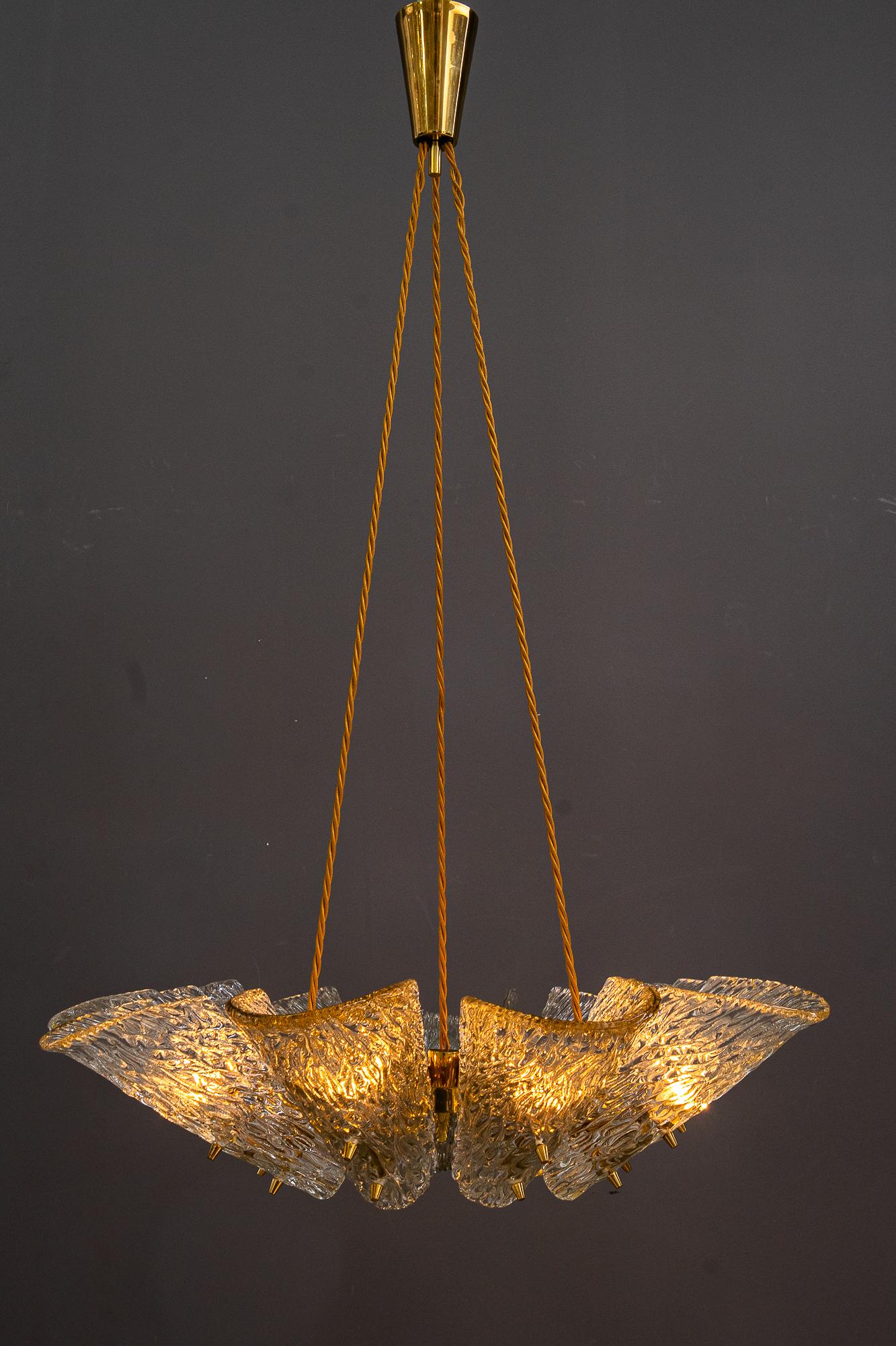 Big chandelier by J.T. Kalmar with structure glass around 1950s For Sale 7