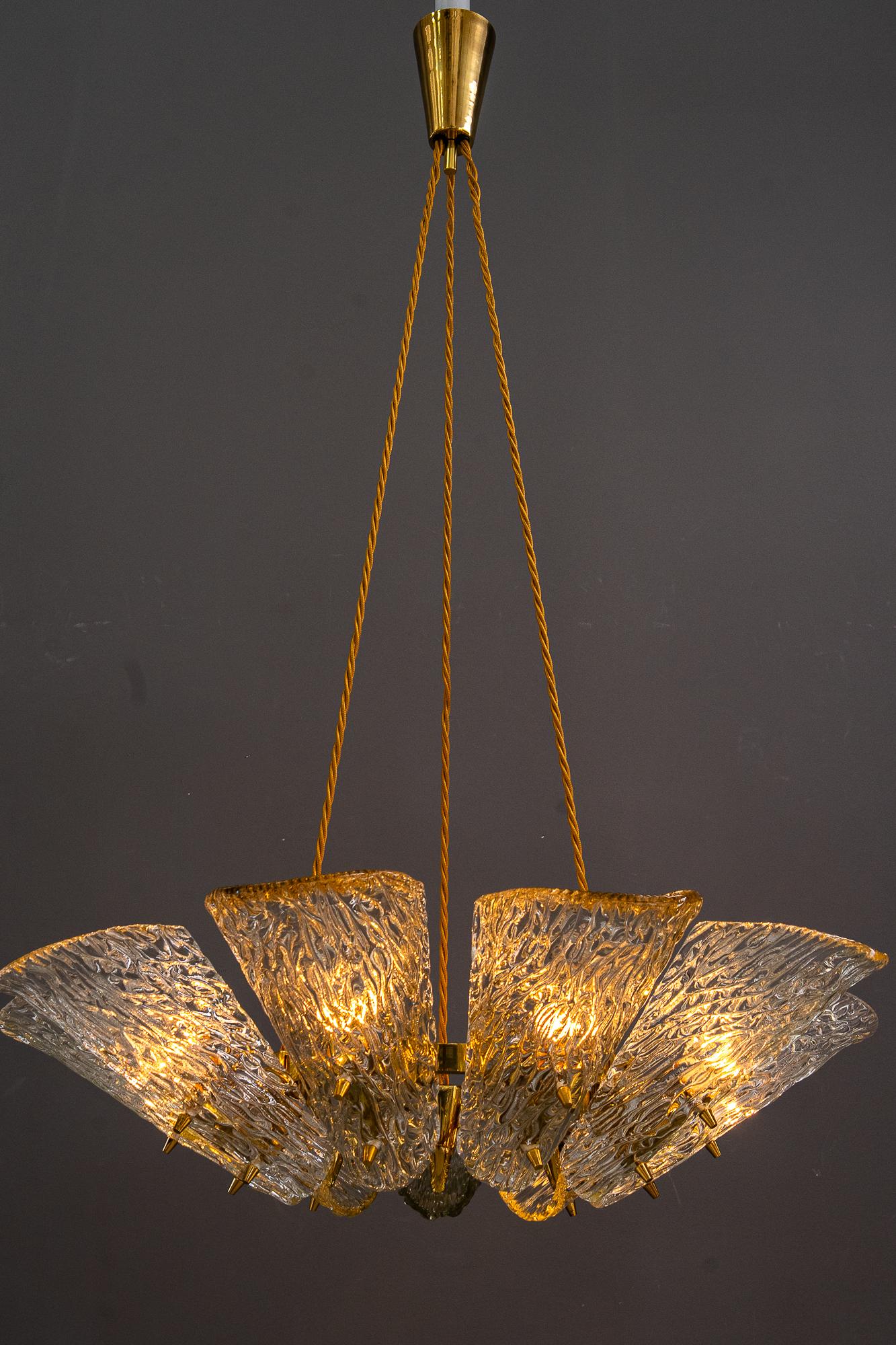 Big chandelier by J.T. Kalmar with structure glass around 1950s For Sale 8