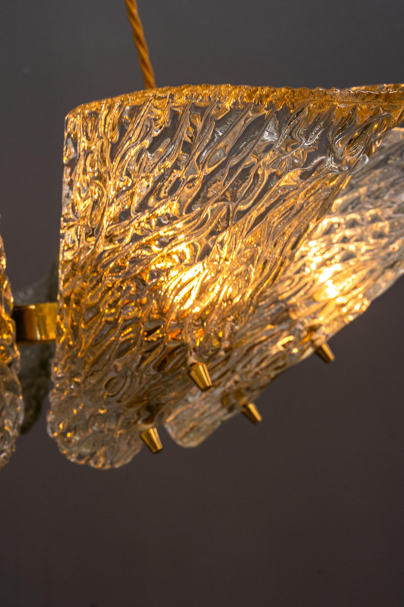 Big chandelier by J.T. Kalmar with structure glass around 1950s For Sale 12