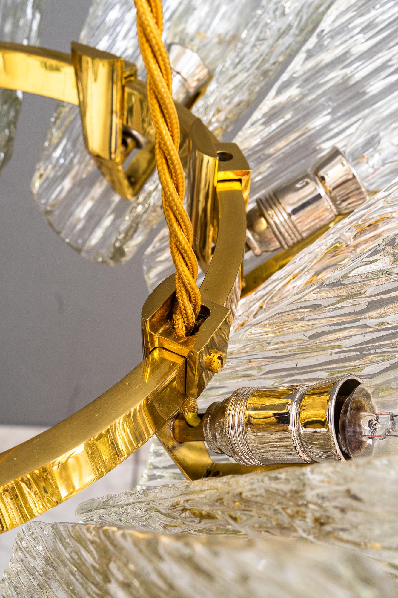 Mid-20th Century Big chandelier by J.T. Kalmar with structure glass around 1950s For Sale