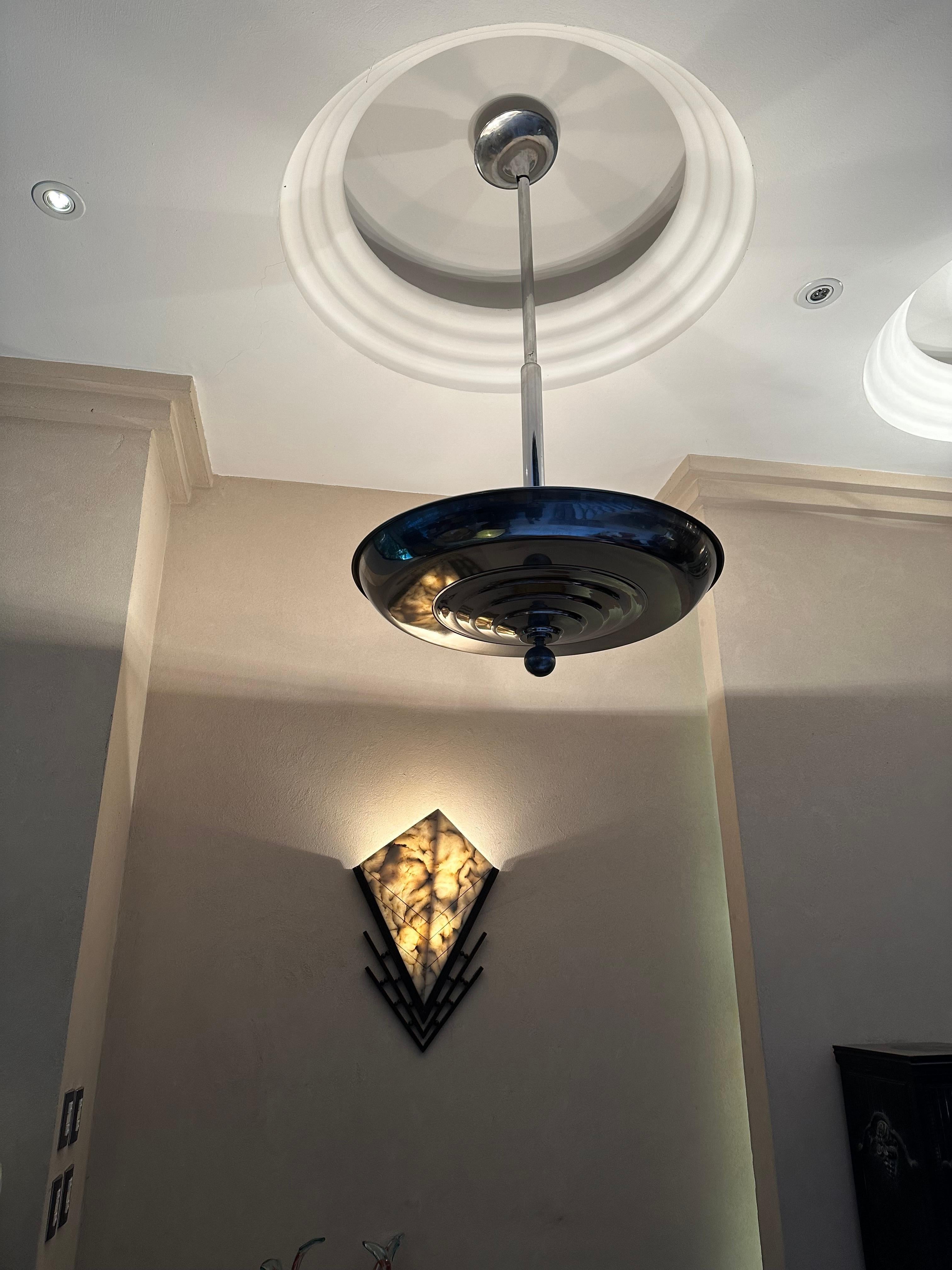 Big Chandelier Chromed 1920, Style Art Deco For Sale 6