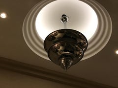 Big Chandelier Chromed and Glass, 1920, Style Art Deco