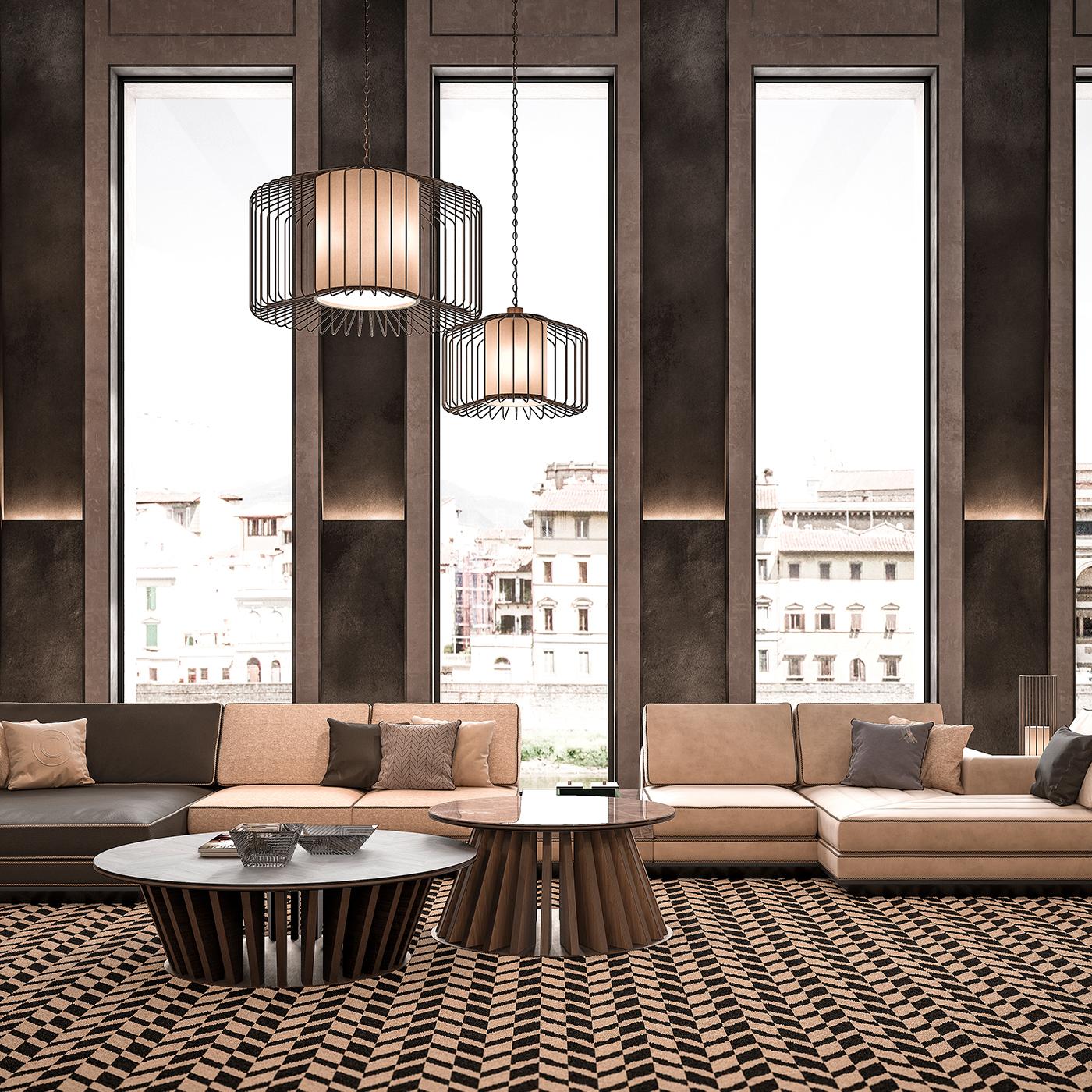 Con un diseño limpio inspirado en el estilo arquitectónico industrial, esta pequeña lámpara de araña presenta una estructura metálica que contiene una pantalla de tela. Sencillo y elegante, proporcionará un aspecto crudo y elegante a cualquier