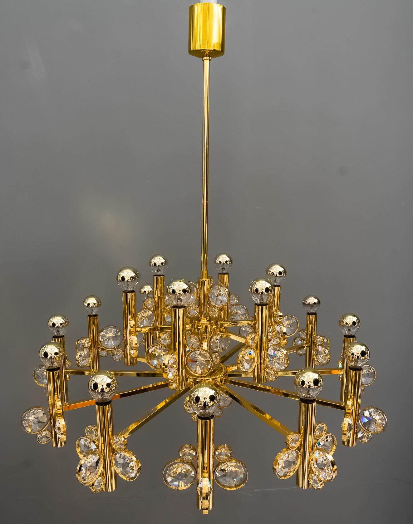 Gilt Big Chandelier in the Style of Palwa, Vienna, 1960s