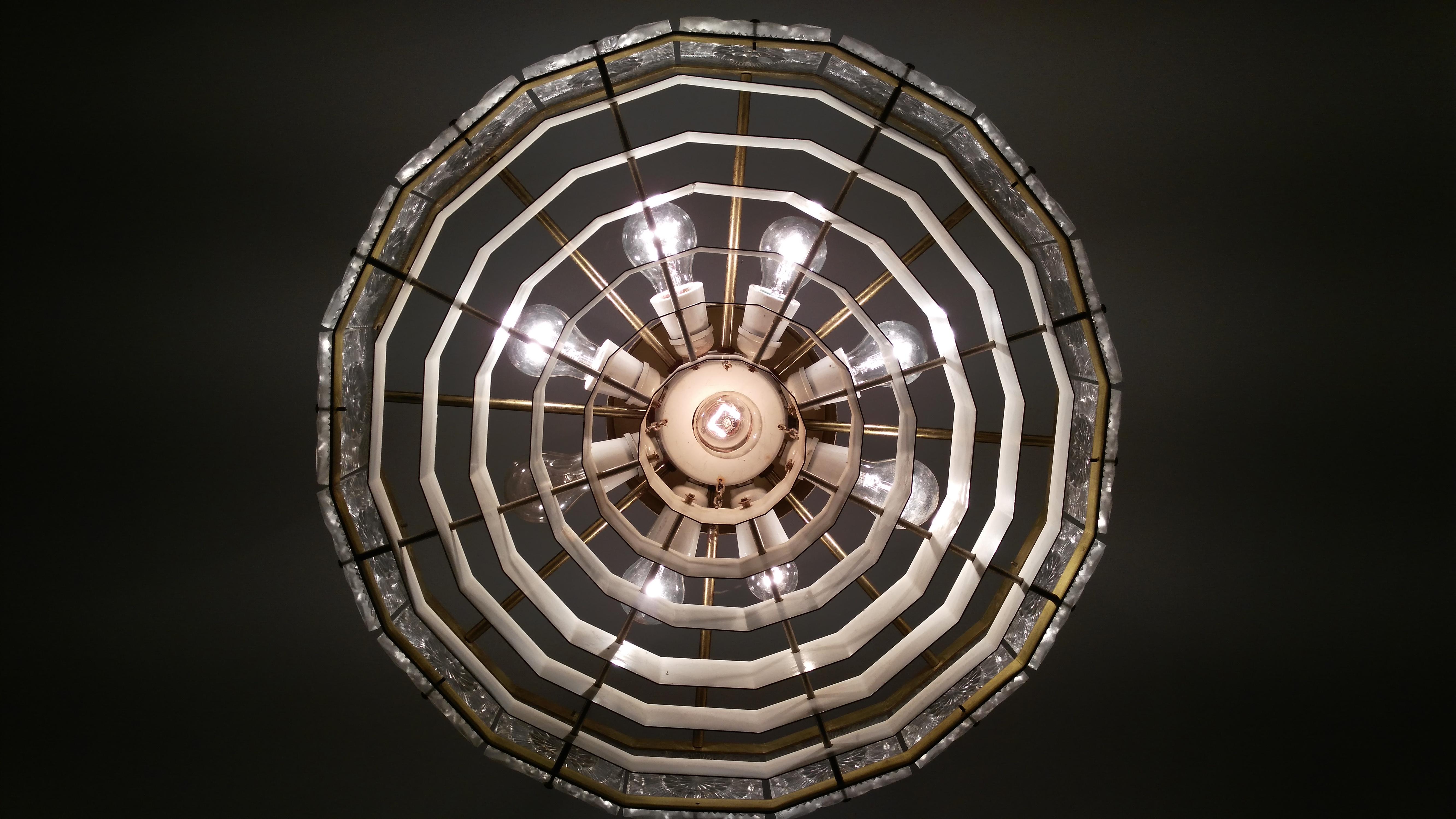 Enorme araña / colgante de Kamenický Šenov, años 1970 en Bastante bueno estado para la venta en Praha, CZ