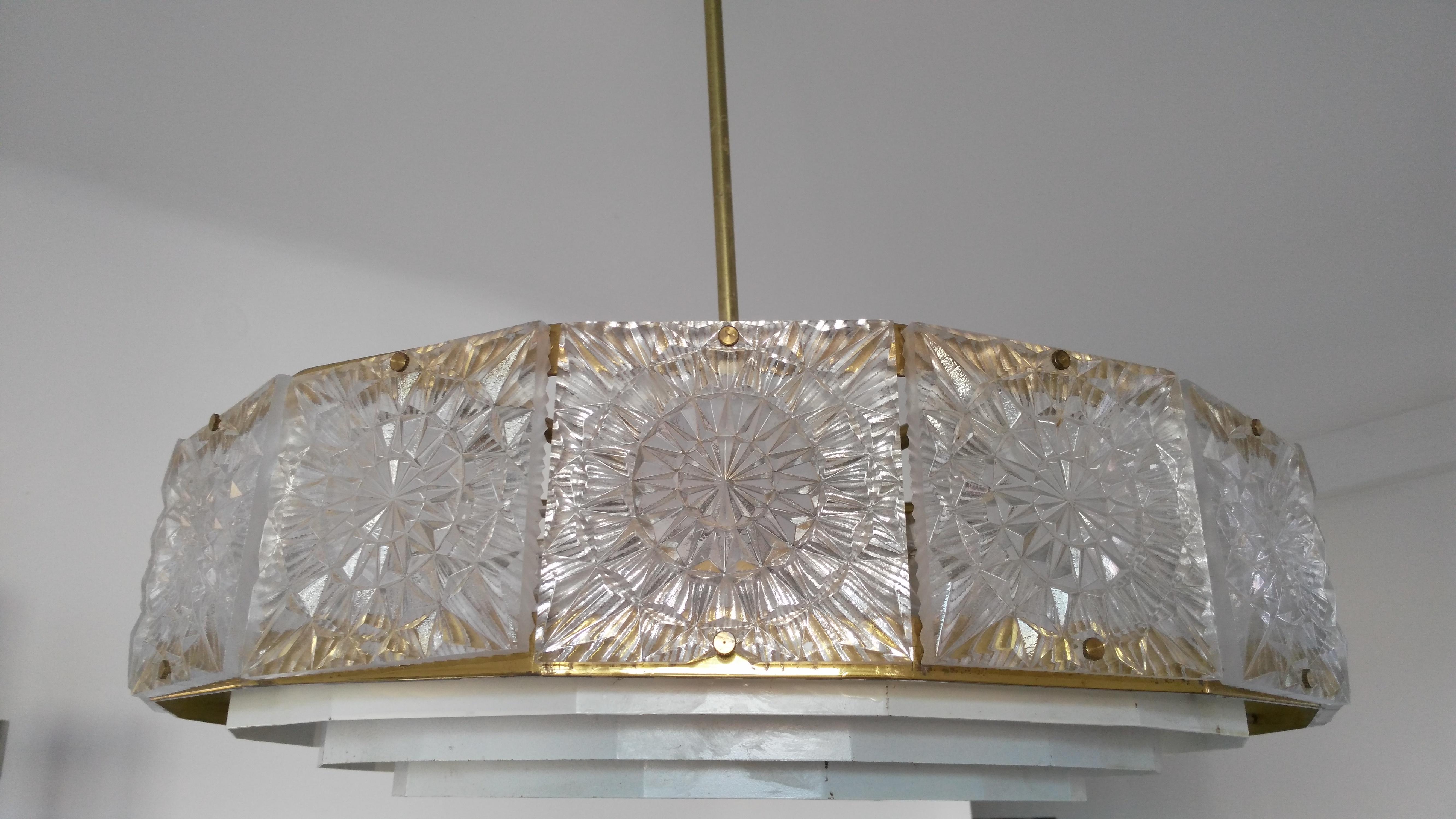 Brass Huge Chandelier / pendant by Kamenický Šenov, 1970s For Sale