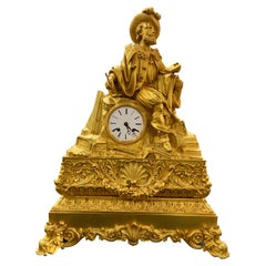 Big Charles X Mantle Clock in Golden Bronze