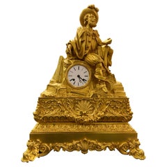 Big Charles X Mantle Clock in Golden Bronze