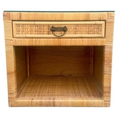 Big Chic Wicker Wrapped Nightstand With Glass Top