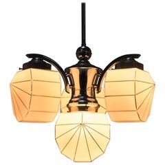 Big Chrome Art Deco Chandelier, 1930s