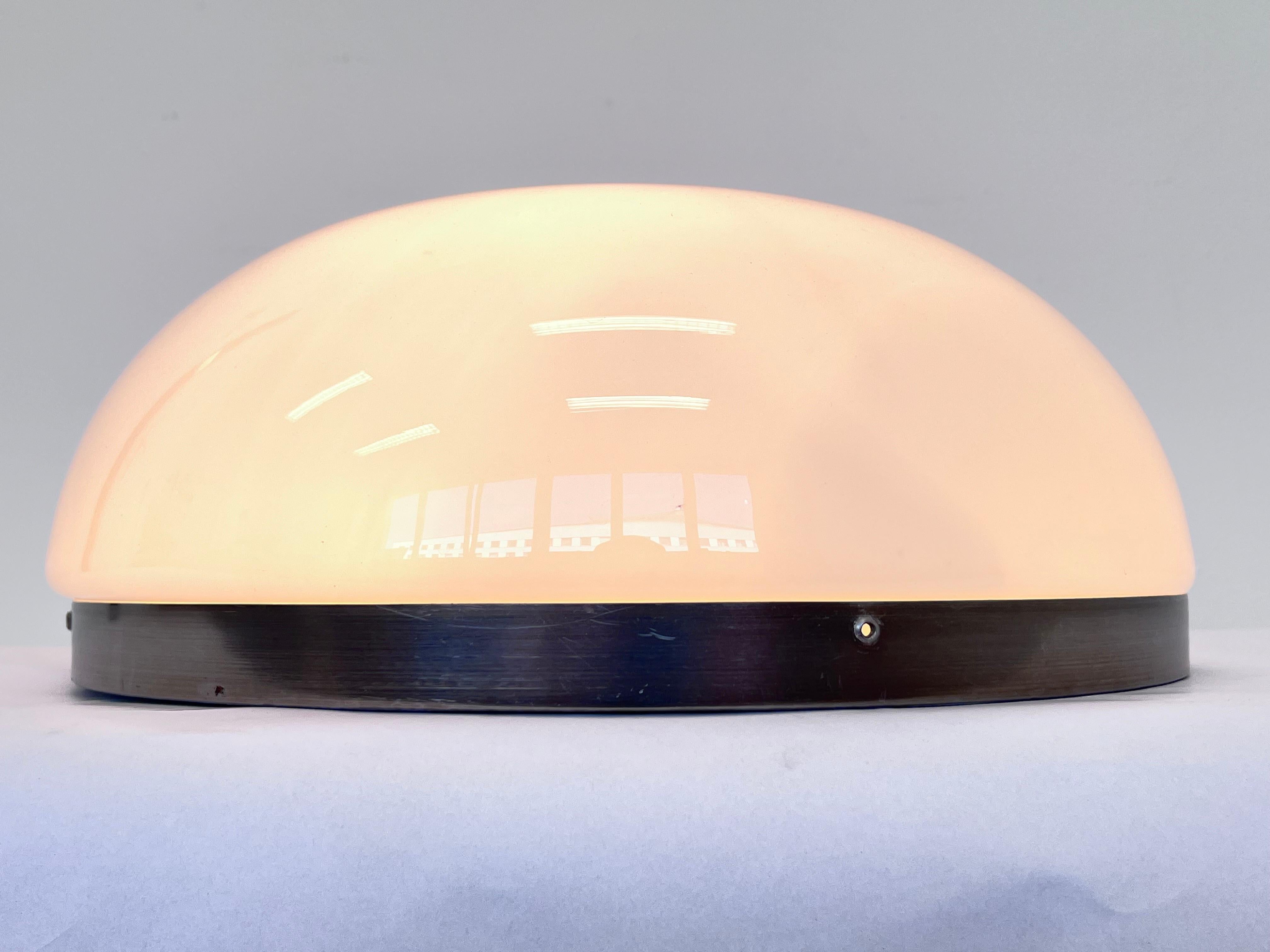 Big Chrome Bauhaus Ceiling or Wall Lamp/Flushmount, 1940s - 3 pieces available In Good Condition For Sale In Praha, CZ