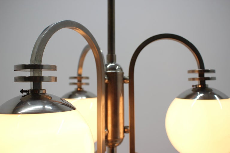 Big Chrome Bauhaus / Functionalism Chandelier / Pendant, 1930s For Sale ...