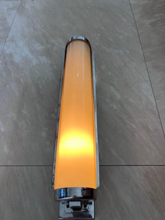 Big Chrome Bauhaus / Functionalist Wall Lamp with lampshade- 1930s