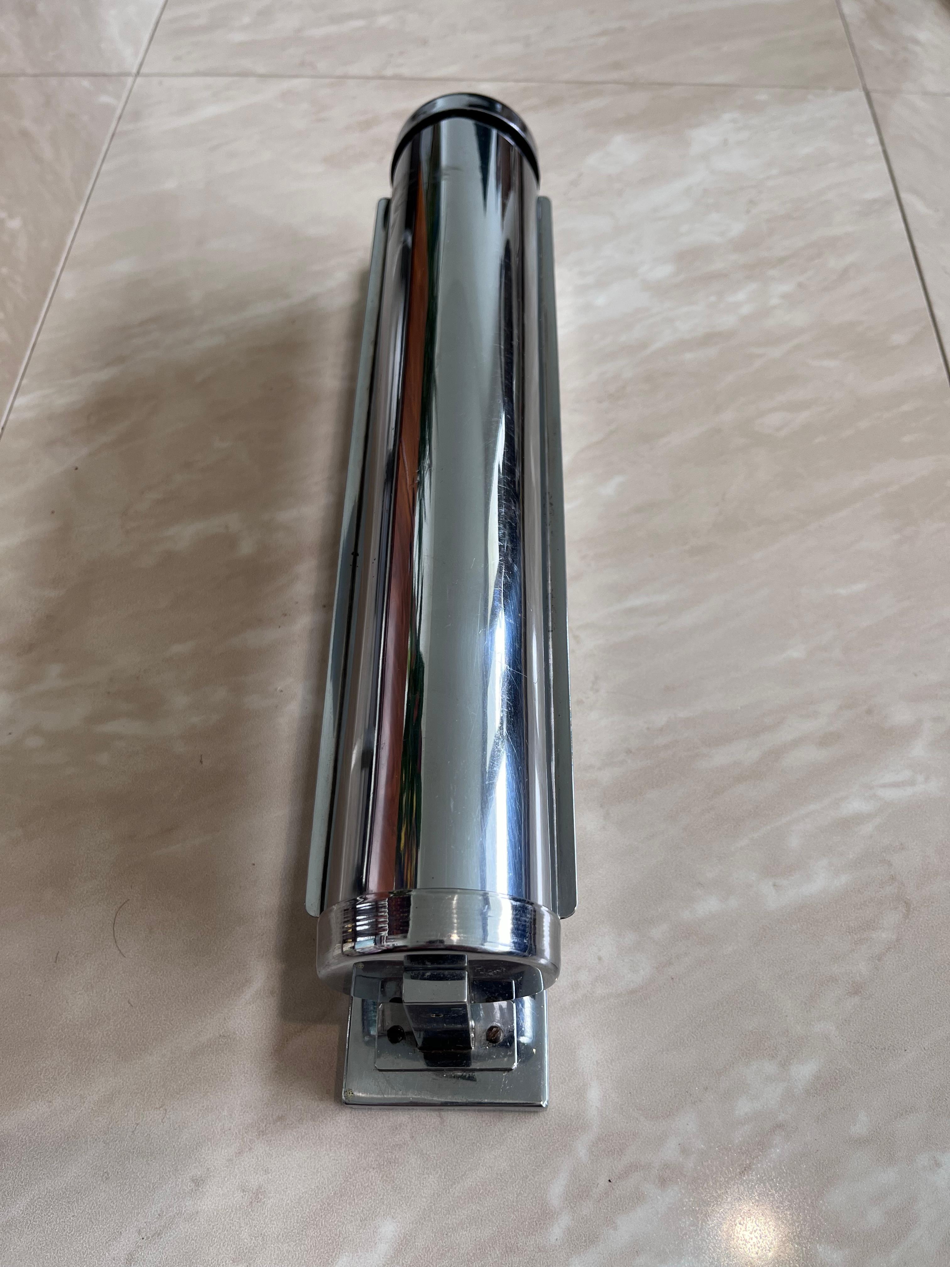 Grande lampe murale Bauhaus/fonctionnelle chromée avec abat-jour, années 1930 en vente 2