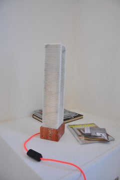 Big City Lamp in Red Verona and White Carrara Marble