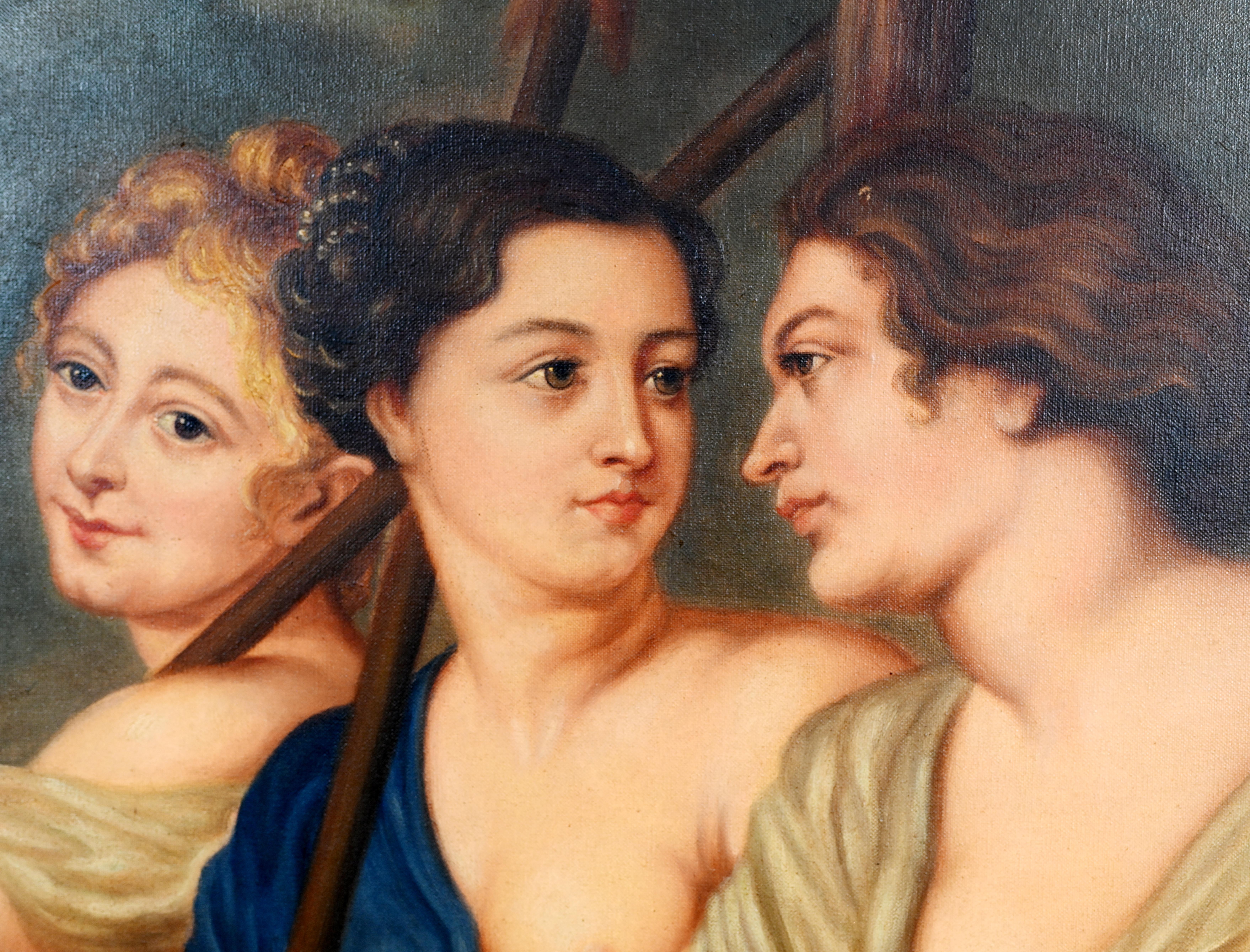 Big Classical Oil Painting Diana Huntress after Rubens 1880 For Sale 2