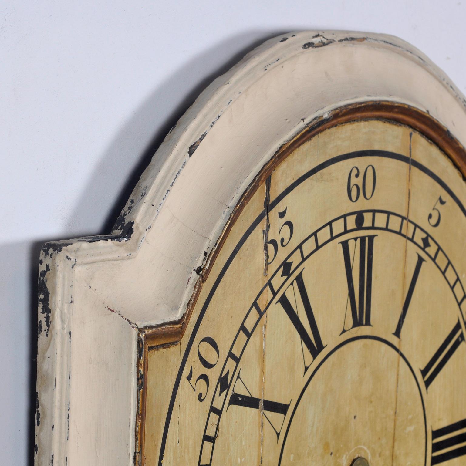 

Großes Ziffernblatt, aus Holz. Das Zifferblatt ist signiert mit G. Northam, London 1797. Zu dieser Zeit gab es in London einen Uhrmacher namens George Northam, der höchstwahrscheinlich der Hersteller ist. Ein schönes dekoratives Stück. Die Uhr ist