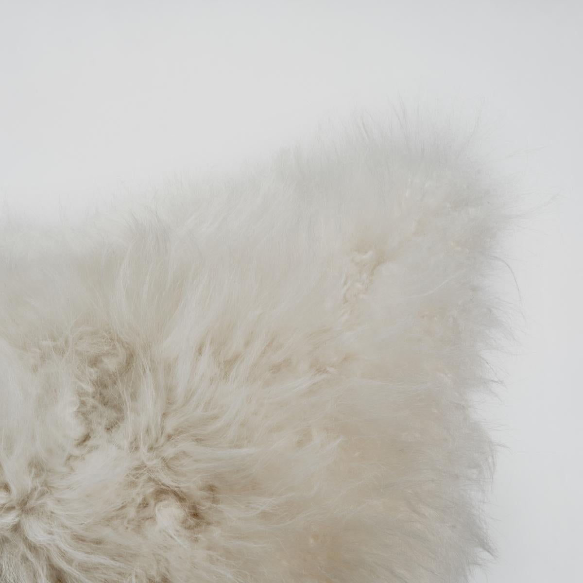 Modern Big Cloud White Natural Cashmere Fur Pillow Cushion by Muchi Decor For Sale