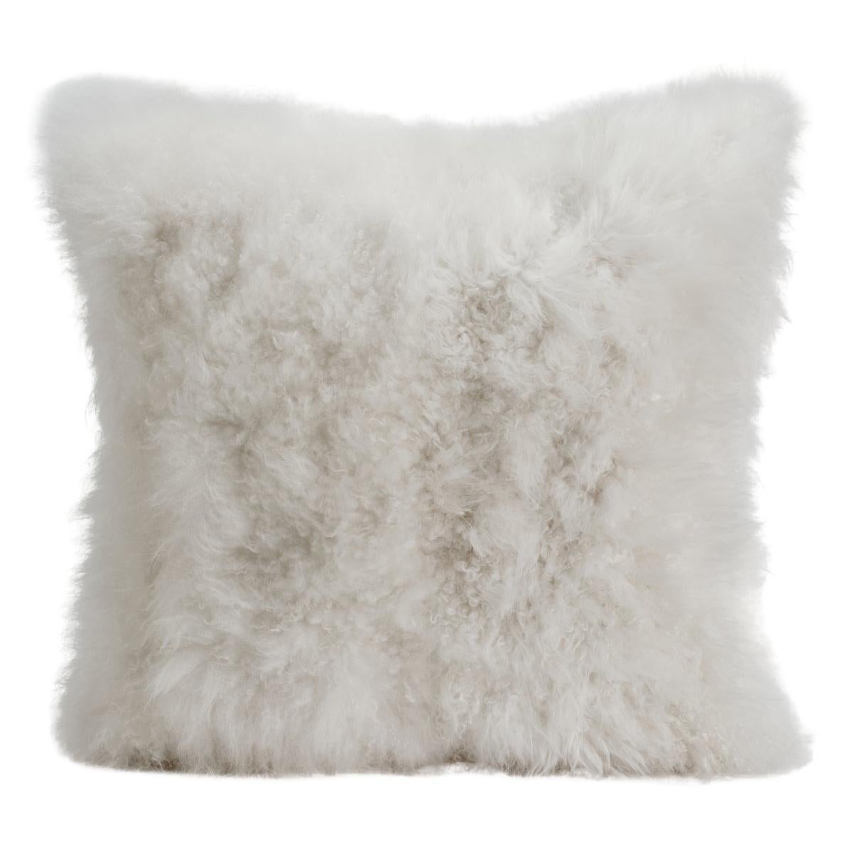 Big Cloud White Natural Cashmere Fur Pillow Cushion by Muchi Decor For Sale