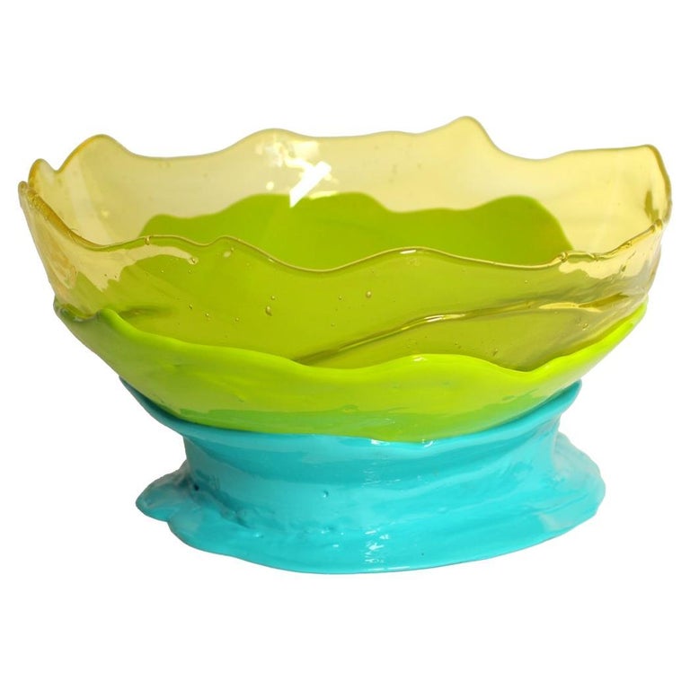Big Collina Large Resin Basket in Clear Yellow Lime Turquoise by ...