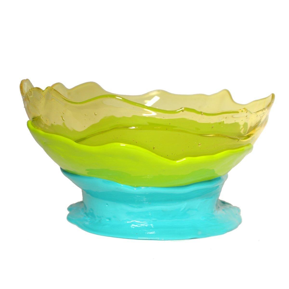 Grand vase Collina medium en résine jaune citron clair turquoise de Gaetano Pesce Neuf - En vente à barasso, IT