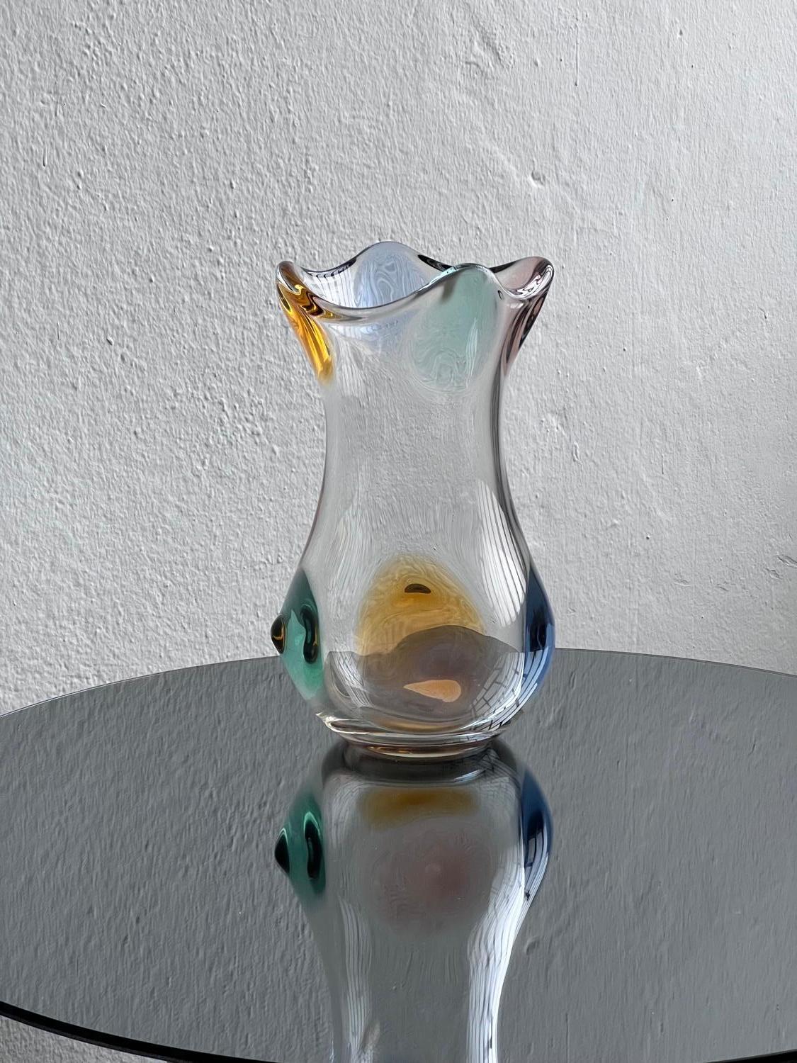 Große bunte dekorative Vase aus Murano-Glas, italienisches Mid-Century-Design (Moderne der Mitte des Jahrhunderts) im Angebot