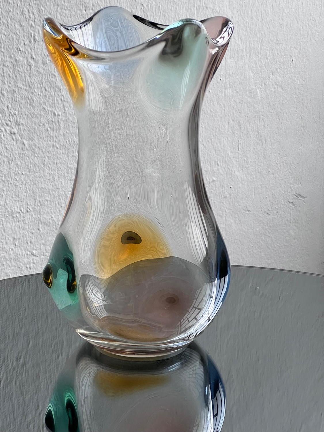 Mid-20th Century Big colorful decorative Murano glass vase, Mid Century Italian design For Sale