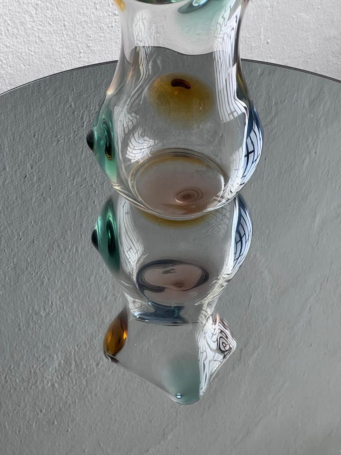 Big colorful decorative Murano glass vase, Mid Century Italian design For Sale 1