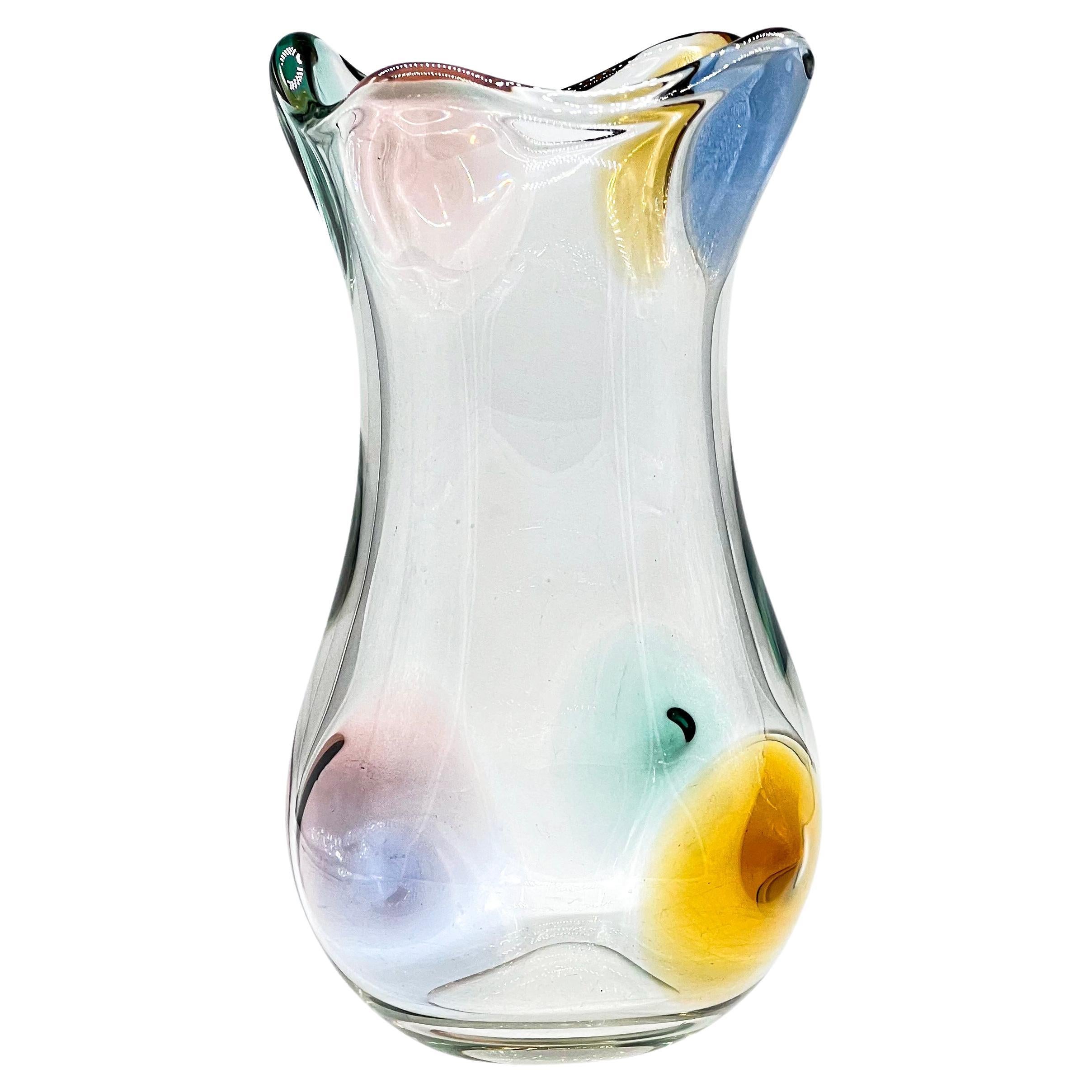 Große bunte dekorative Vase aus Murano-Glas, italienisches Mid-Century-Design im Angebot