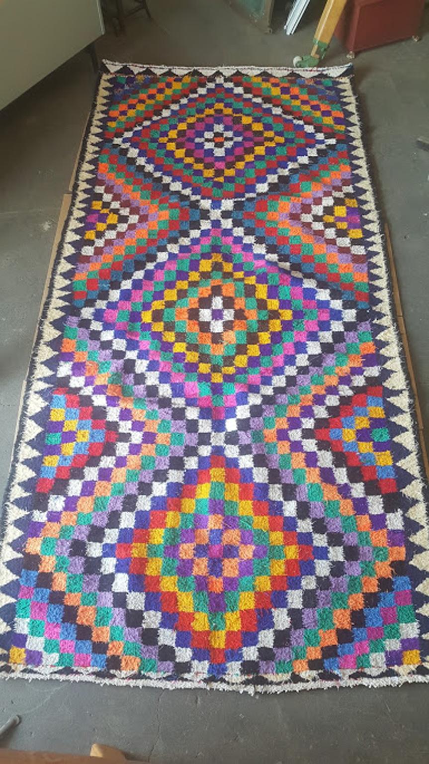 Bohemian Big Colorful Vintage Carpet, Boho Style Rug, Similar to Kilim