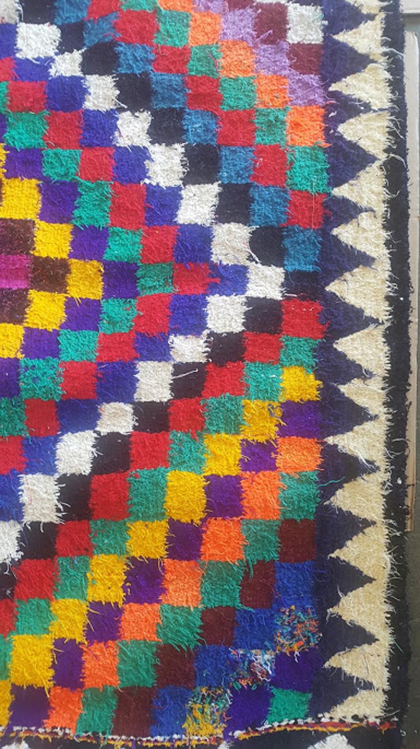 Hand-Knotted Big Colorful Vintage Carpet, Boho Style Rug, Similar to Kilim