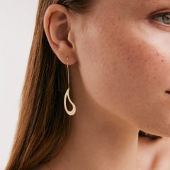 Big Comma Threader Earrings in 14K Solid Yellow Gold