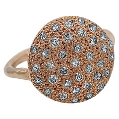 "Bague en or rose texturé avec pavé de diamants 0,36 carat "Big Cookie".