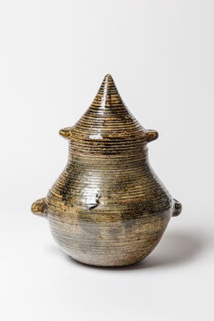 Big covered jar ceramic jar by Jean Lerat, circa 1952