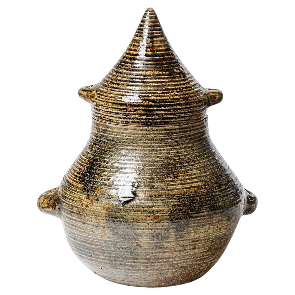Big covered jar ceramic jar by Jean Lerat, circa 1952