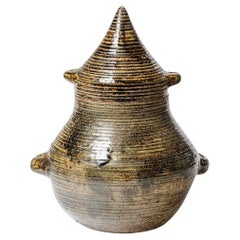 Big covered jar ceramic jar by Jean Lerat, circa 1952