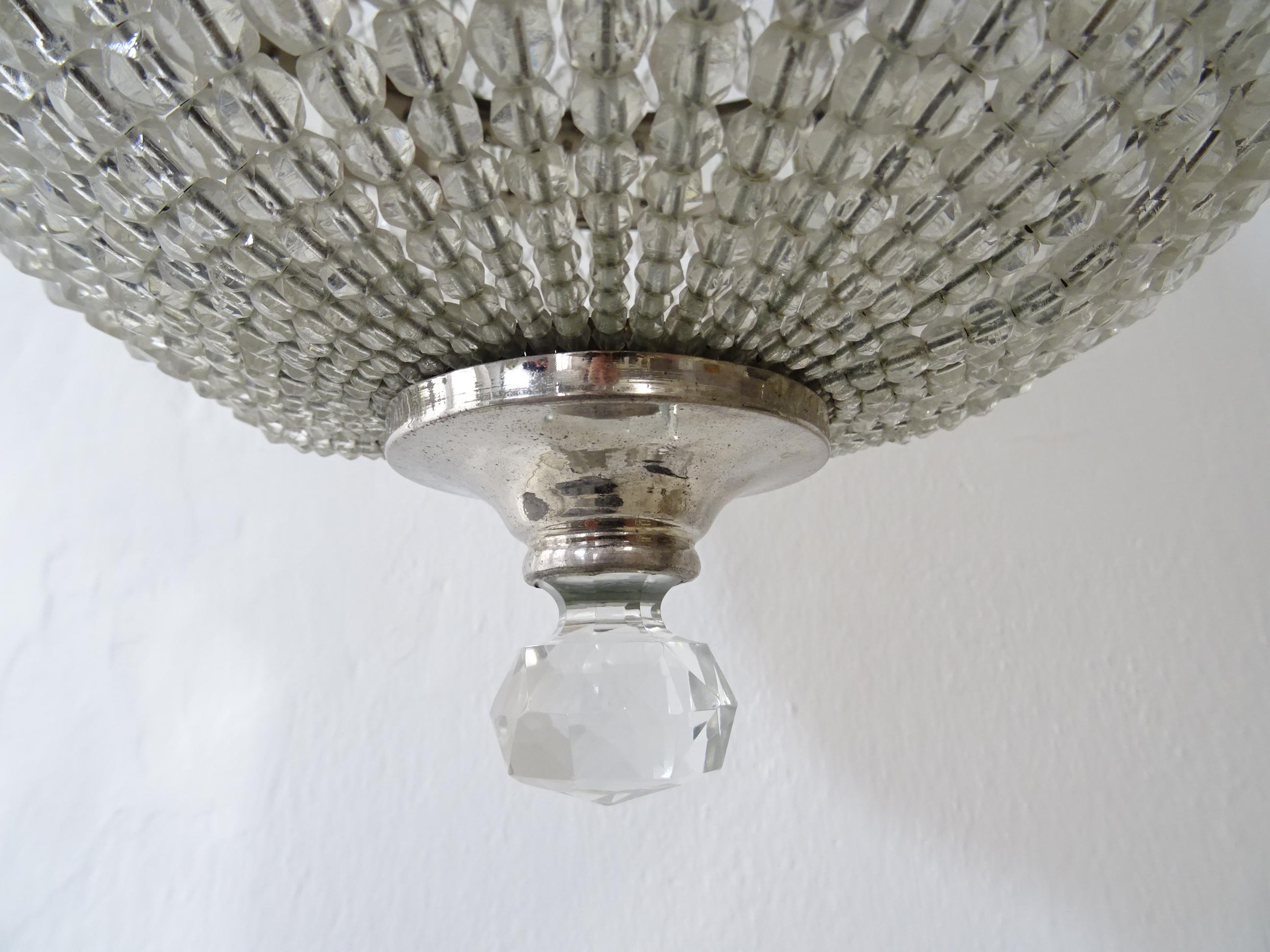 Big Crystal Beaded Empire Dome Chandelier circa 1900 For Sale 5