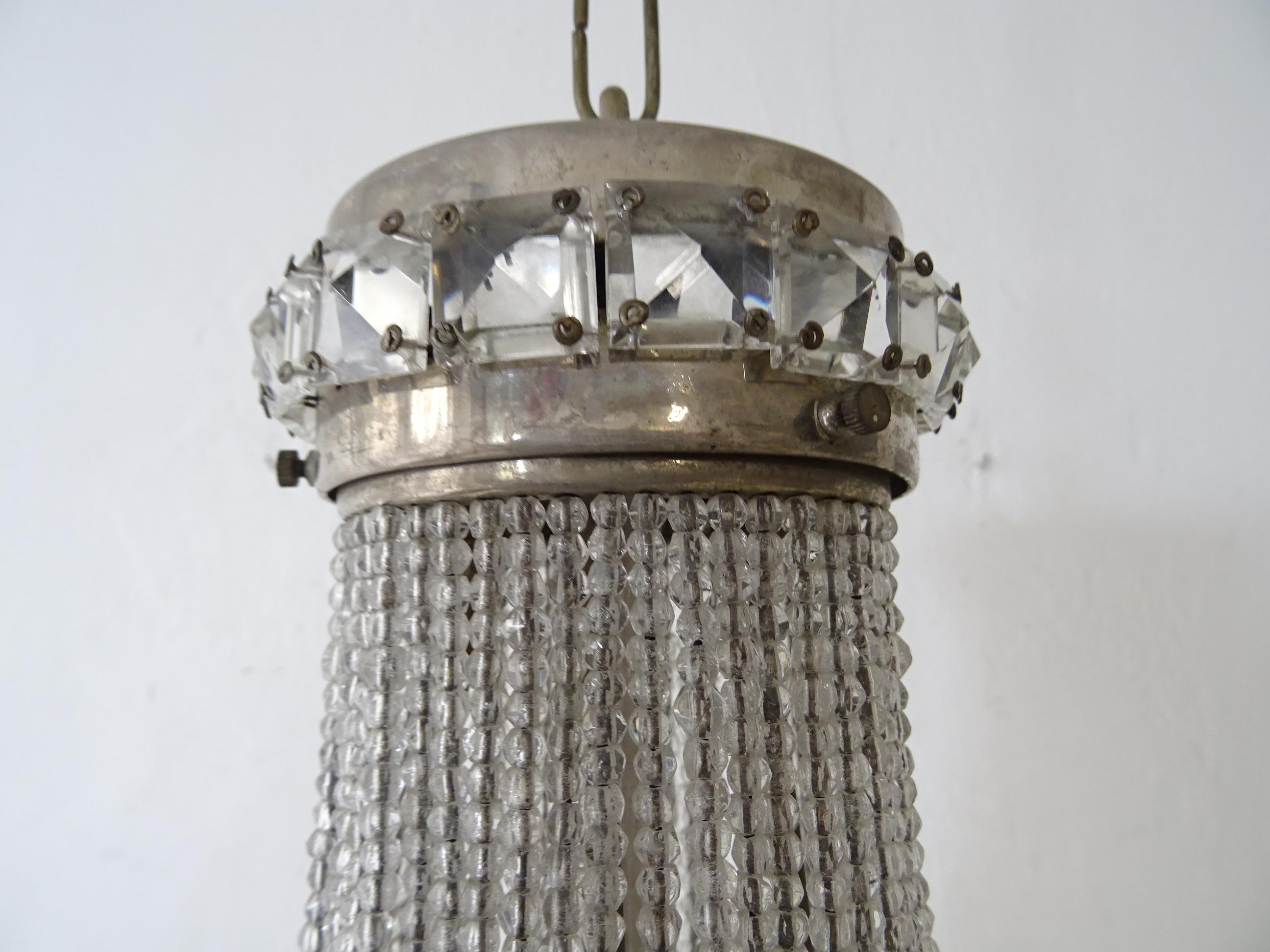 Czech Big Crystal Beaded Empire Dome Chandelier circa 1900 For Sale